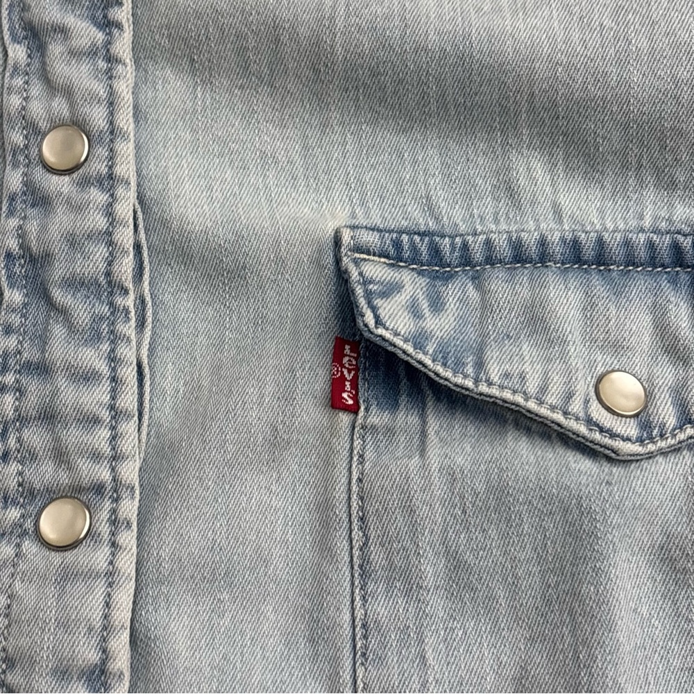 Levis Western Pearl Snap Denim Shirt Women's XXL Bejeweled Light Wash - Picture 5 of 10